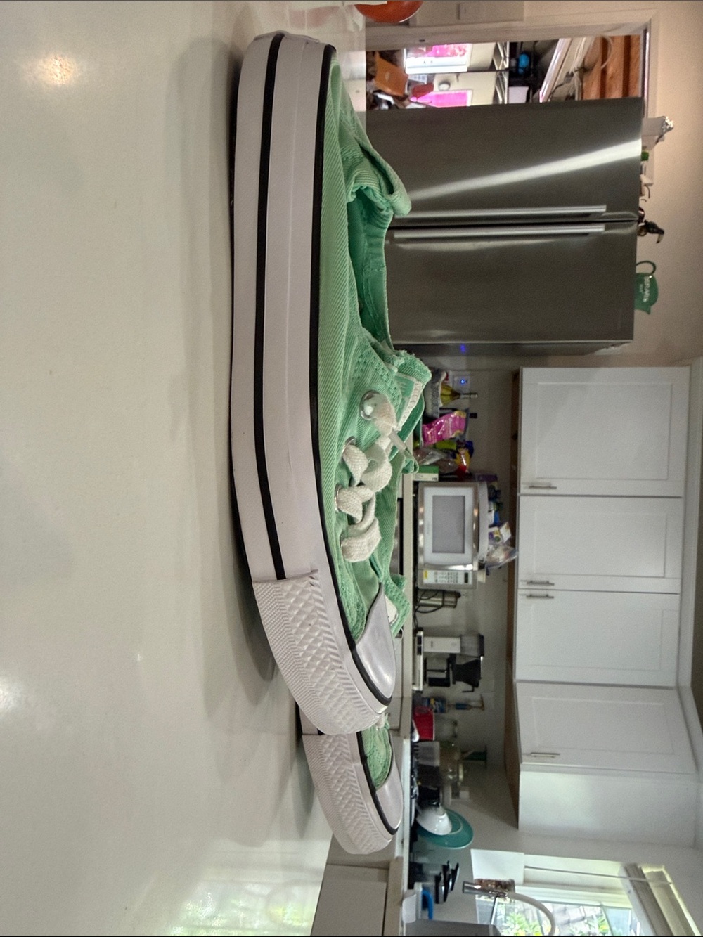 Converse Low Top Canvas Sneakers in Mint Green with White Accents - Picture 4 of 7